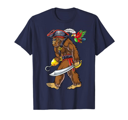 Bigfoot Pirate Jolly Roger Costume Men Kids Boys Sasquatch T-Shirt