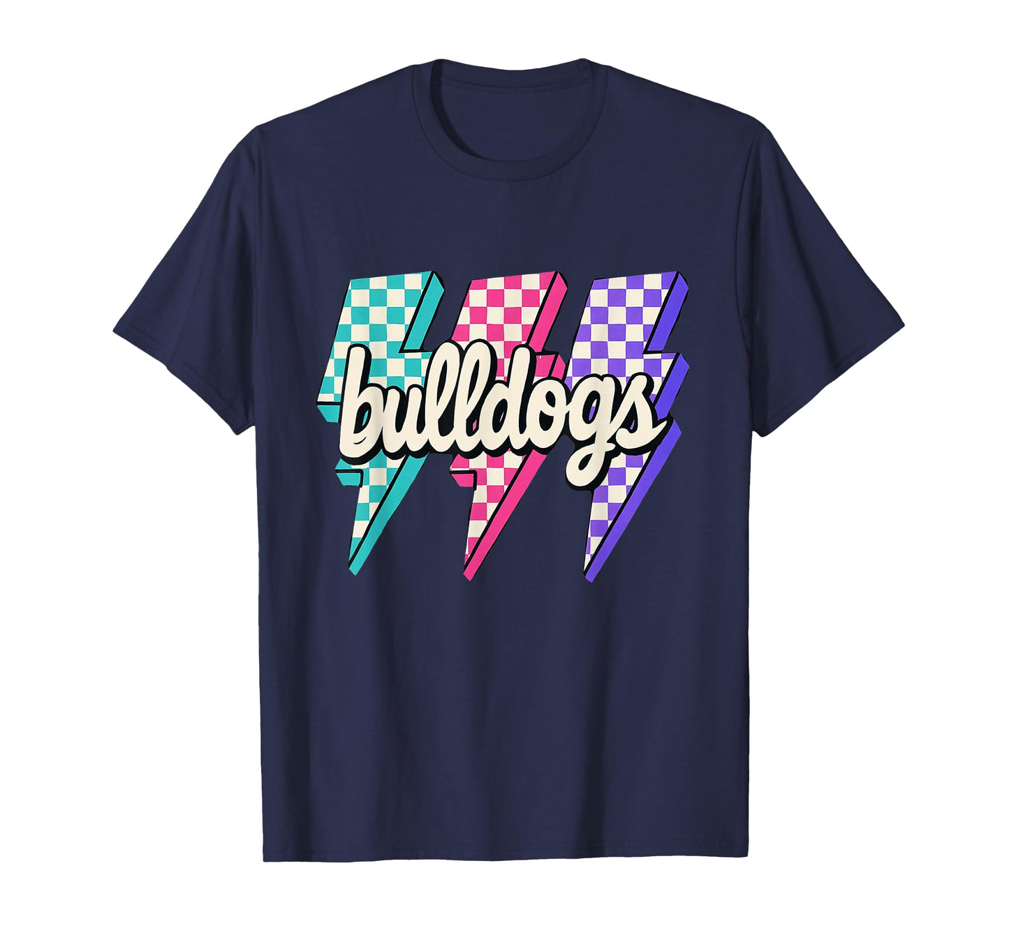 Team Spirit Bulldogs Checkered Mascot Back to School T-Shirt