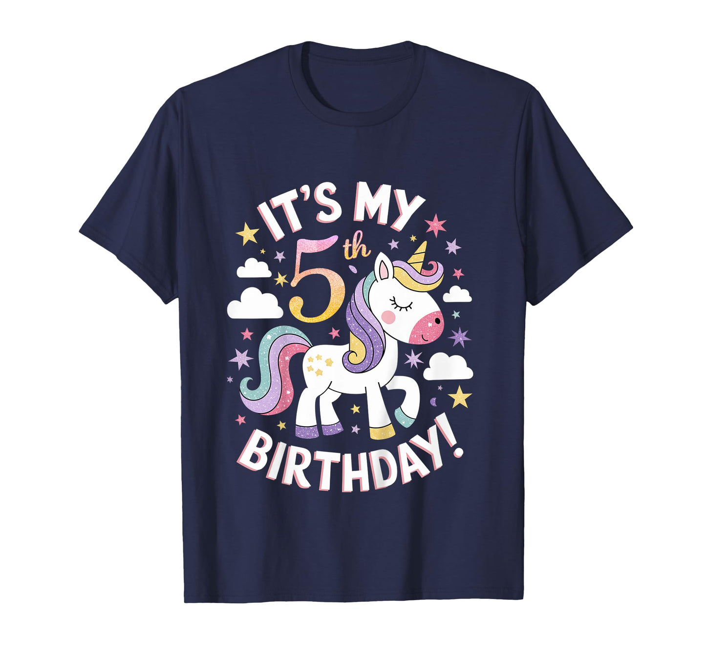 Kids It's My 5th Birthday Unicorn 5 Years Old Girl Birthday Party T-Shirt