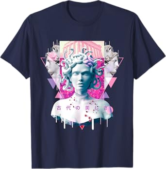 Vaporwave Medusa Statue Aesthetic Retro Japanese Otaku Art T-Shirt