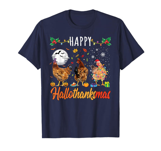 Chicken HalloThanksMas Shirt Halloween Autumn Christmas T-Shirt