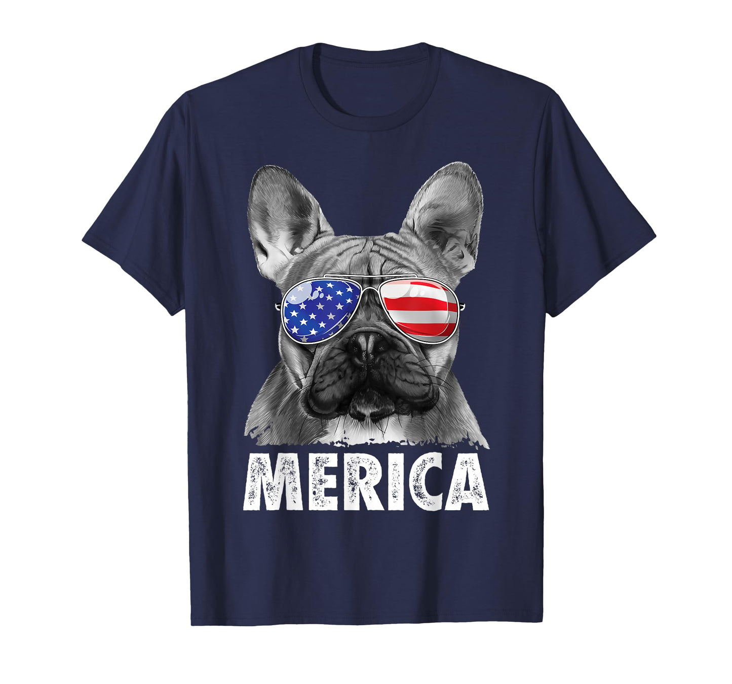 French Bulldog 4th of July Merica American Flag Sunglasses T-Shirt