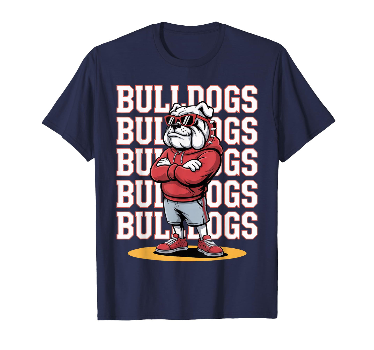 Retro Bulldog Mascot Style Sports Fan Men Women Boys Girls T-Shirt