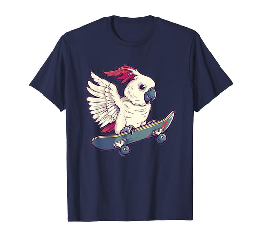 Cute Cockatoo With Skateboard I Kids Cockatoo T-Shirt
