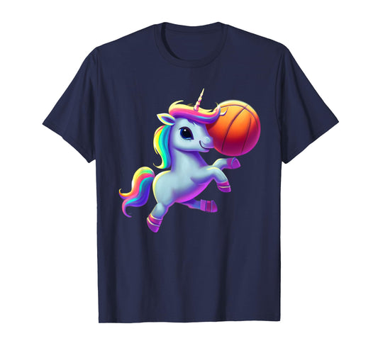 Unicorn Playing Basketball Cool Funny Unicorns Basketball T-Shirt
