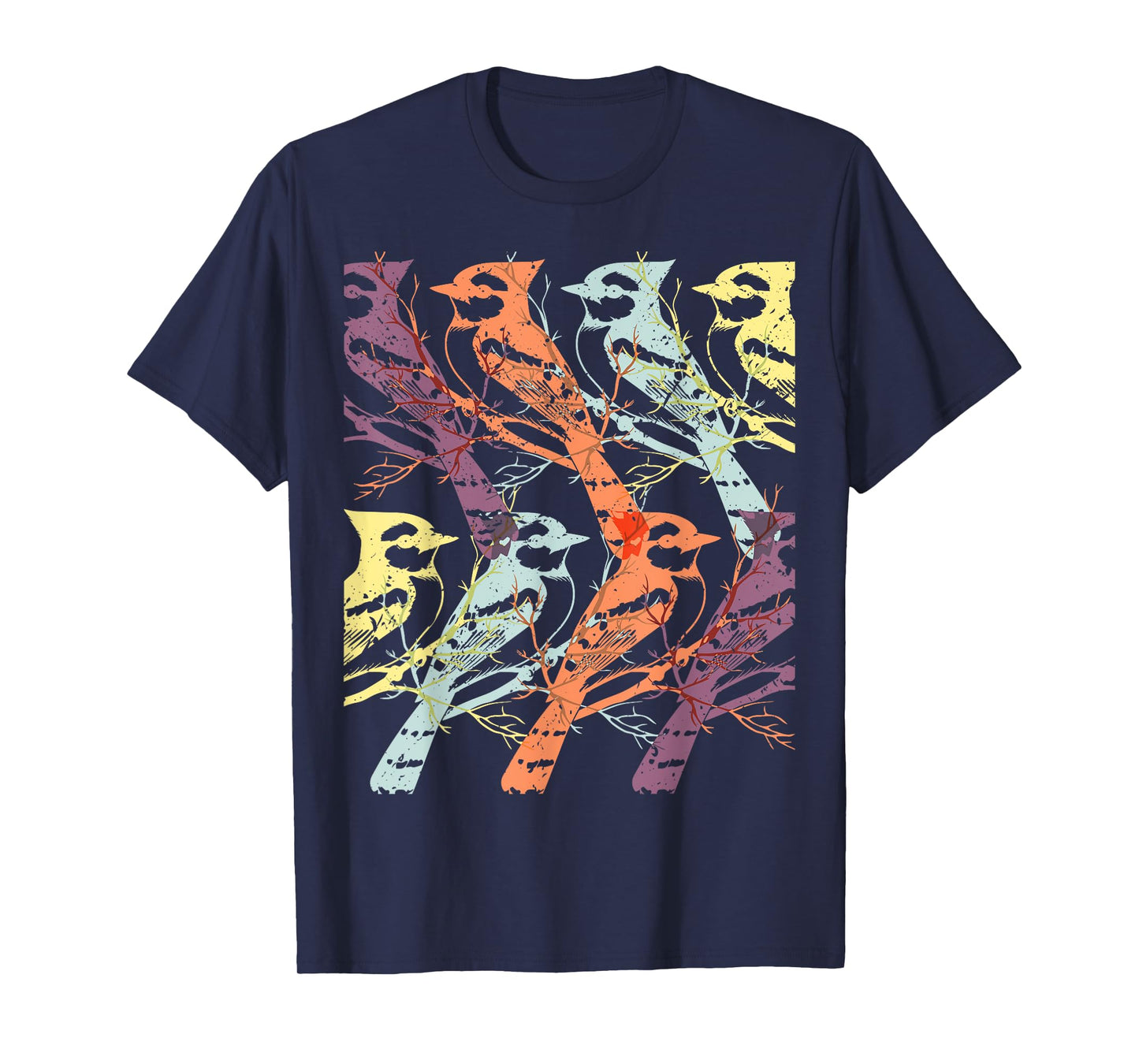 Blue Jay Retro Minimal Design Bird T-Shirt