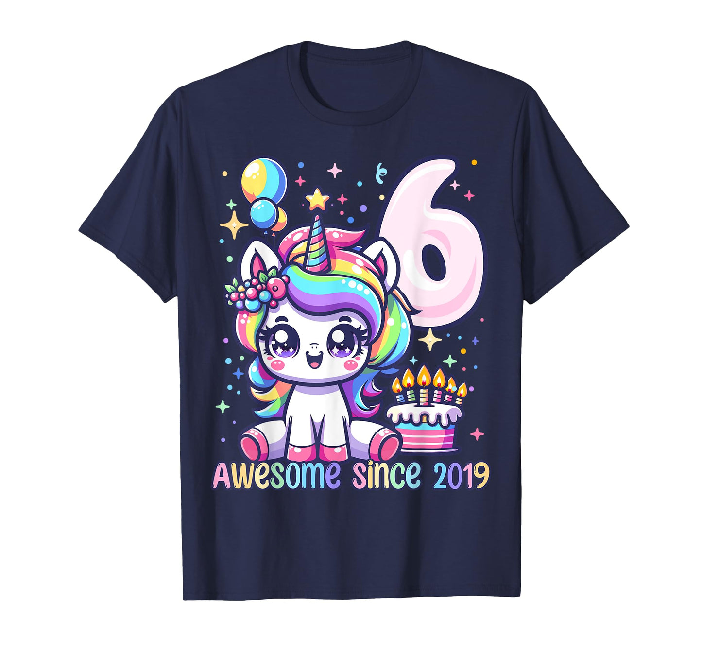 Unicorn 6th Birthday 6 Year Old Unicorn Party Girls Outfit T-Shirt