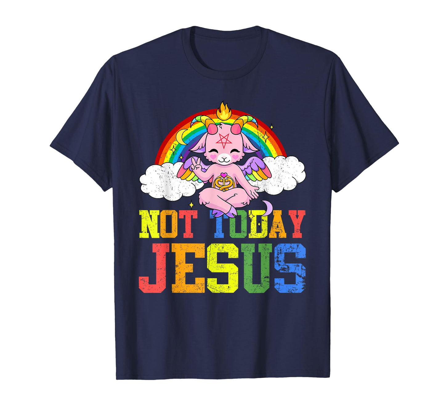 Today Not Jesus Cute Baphomet LBGT Satan Goat Gay Pride T-Shirt