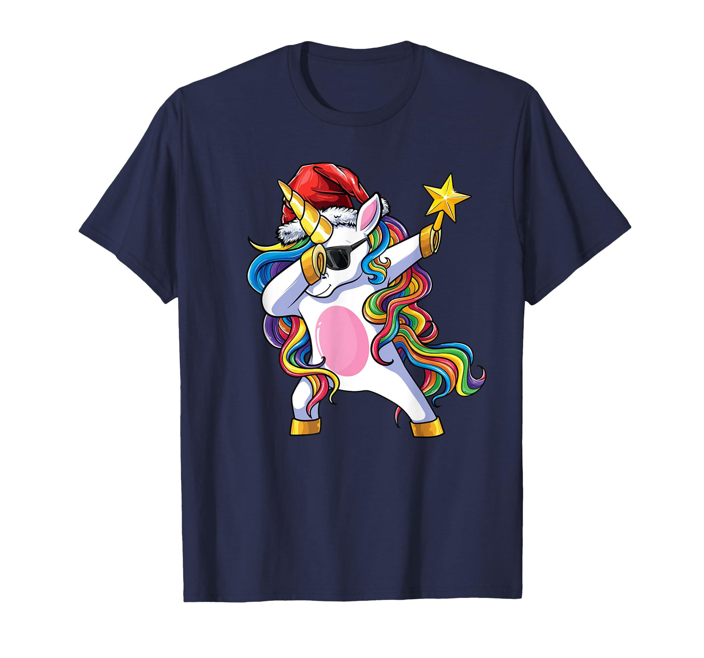 Unicorn Christmas Tree Lights Christmas Dabbing Unicorn T-Shirt