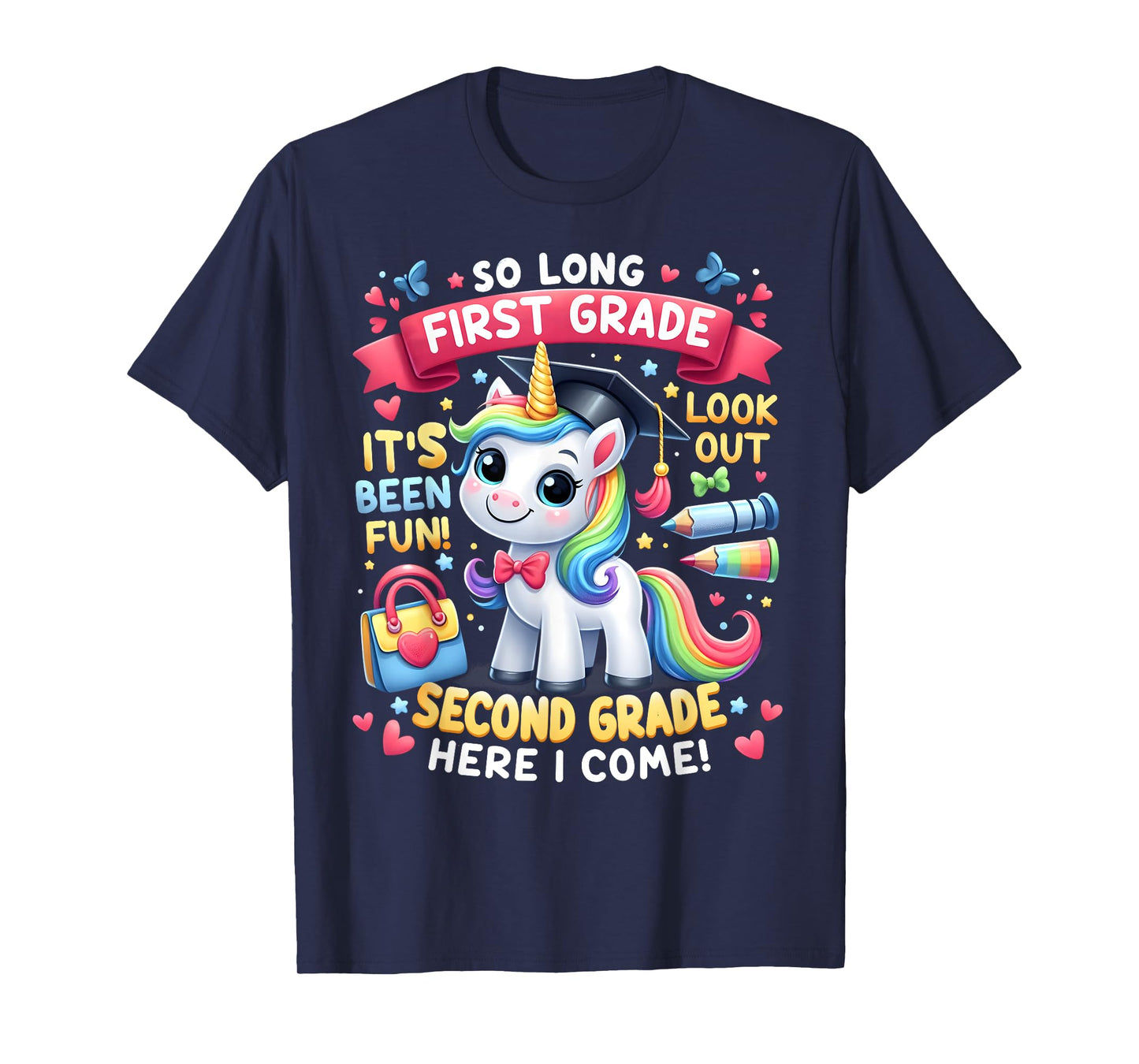 So long First Grade Hello Second Grade Cute Unicorn Summer Men Women Girls Kids T-Shirt