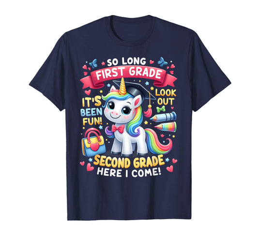 So long First Grade Hello Second Grade Cute Unicorn Summer Men Women Girls Kids T-Shirt