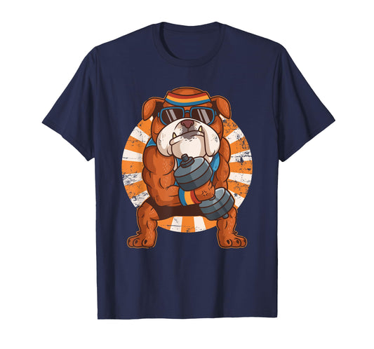 Bulldog Weight Lifting Workout Gym Training Dog Lovers T-Shirt for Men Women Kids