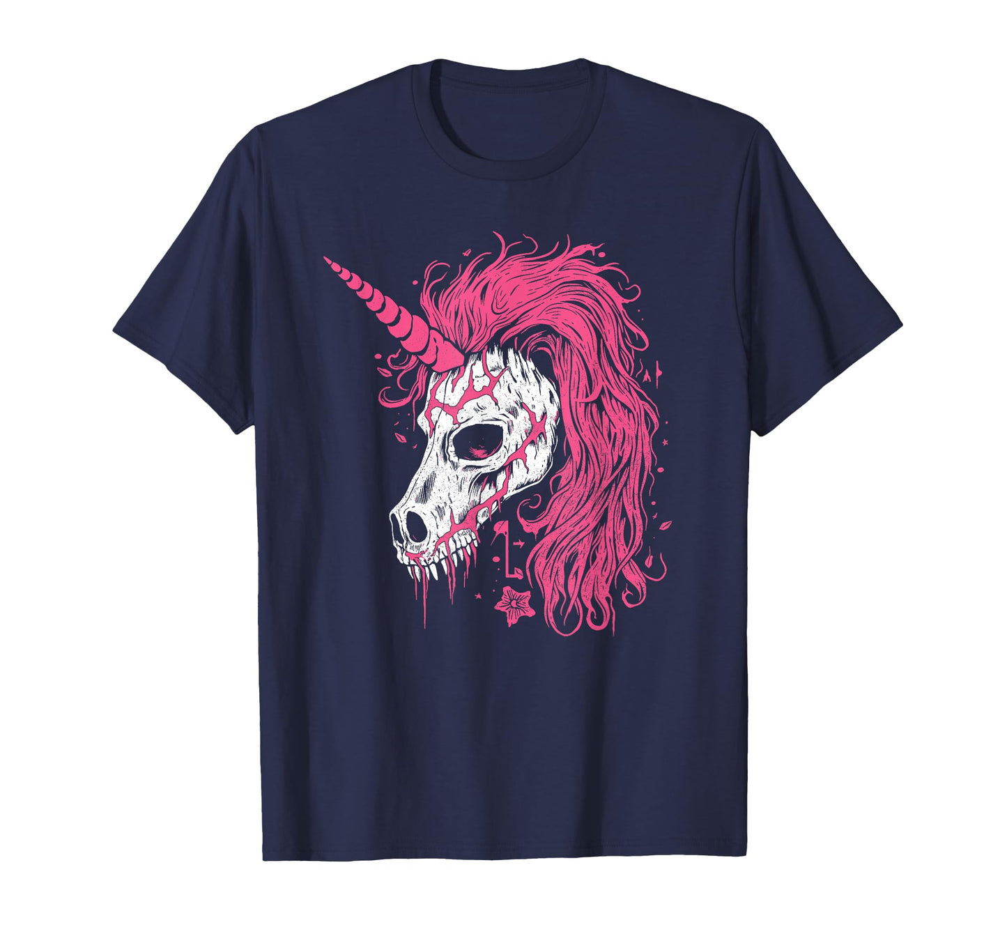 Awesome Unicorn Skeleton Skull Gothic Spooky Pink Halloween T-Shirt