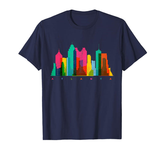 Atlanta Skyline Georgia Colourful Vintage Atlanta T-Shirt
