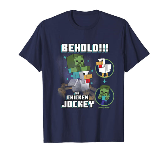 Minecraft Behold The Chicken Jockey Zombie on Chicken Design T-Shirt