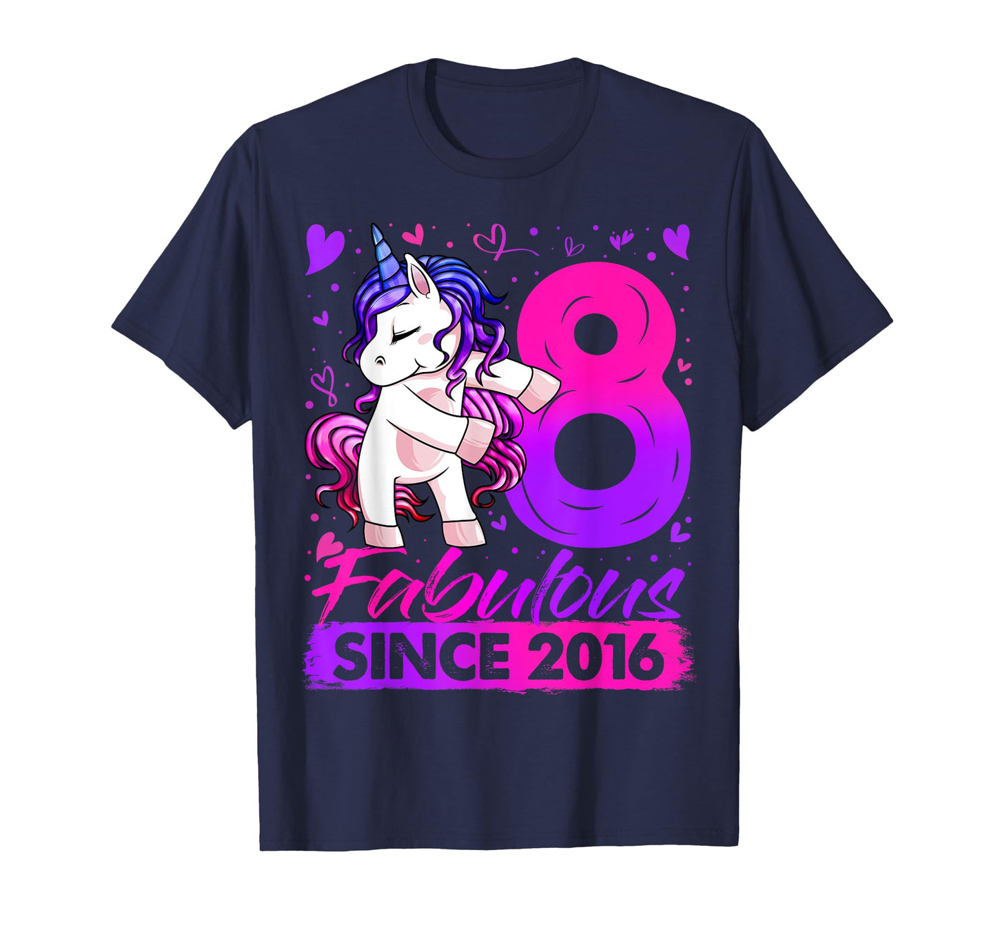 8 Years Old Flossing Unicorn Gifts 8th Birthday Girl Party T-Shirt