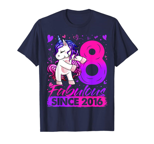 8 Years Old Flossing Unicorn Gifts 8th Birthday Girl Party T-Shirt