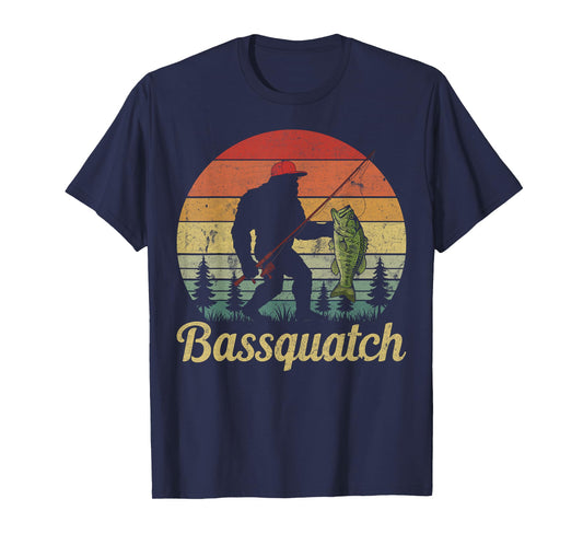 Bassquatch Bass Fishing Humor Bigfoot UFO Sasquatch Gifts T-Shirt