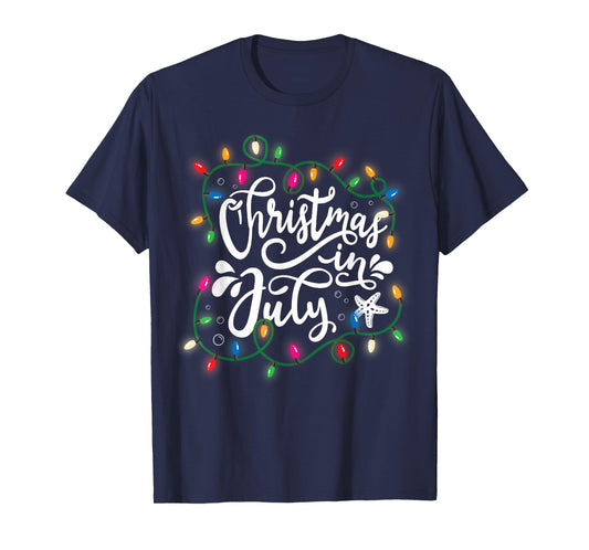 Christmas In July Lights Funny Summer Xmas Men Women Kids T-Shirt