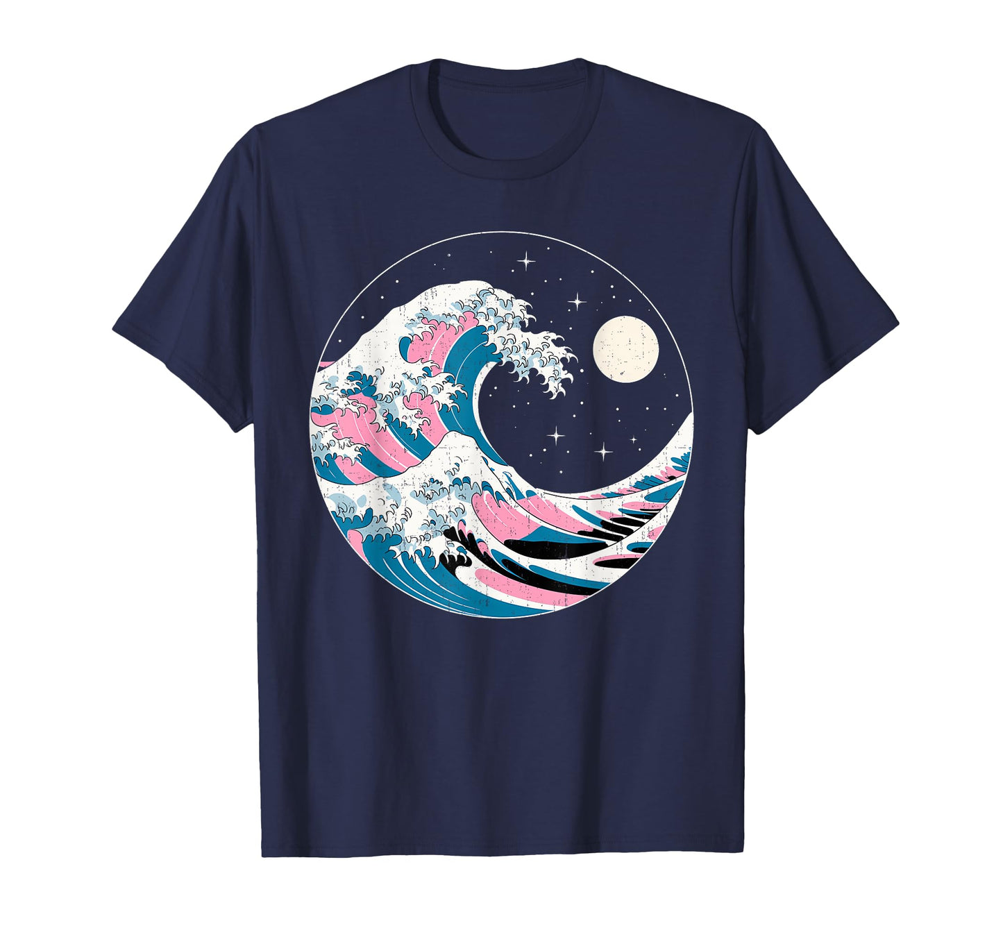 LGBTQ Pride Wave in Japanese Style Under Starry Night Moon T-Shirt