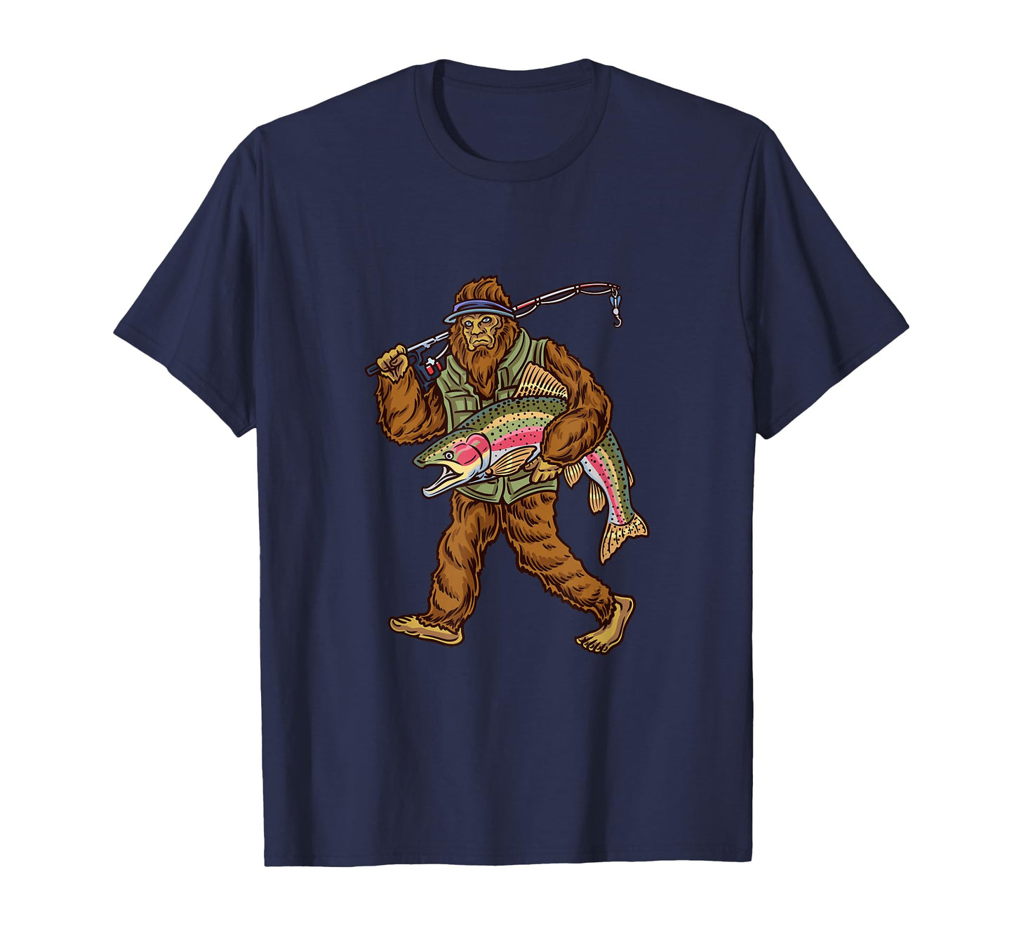 Rainbow Trout River Fishing Bigfoot Hunting Fishermen T-Shirt
