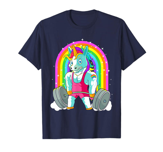 Gym Unicorn Deadlift Weightlifting Workout Pride Men Women T-Shirt