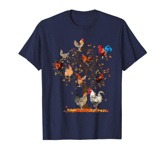 Chicken Tree Autumn Tree Fall Leaves Chicken Love T-Shirt