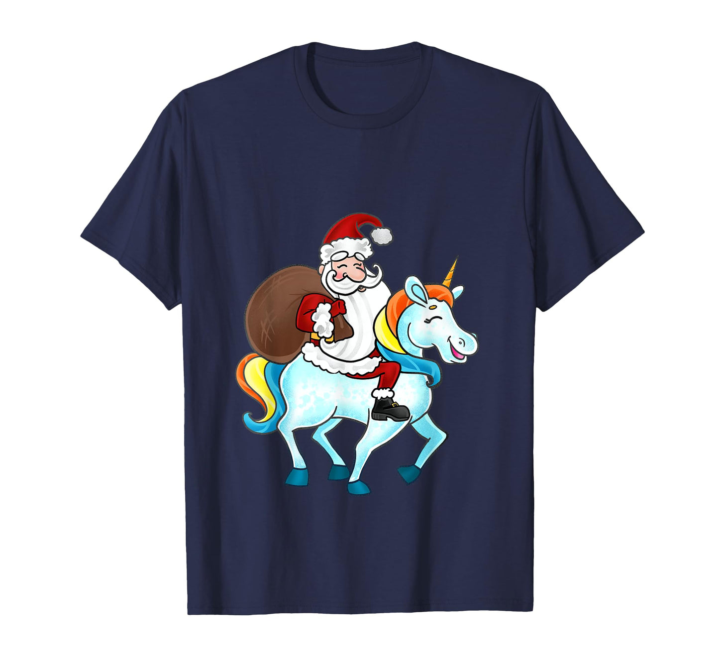 Funny Santa Claus Riding A Unicorn Cute Christmas Lover T-Shirt