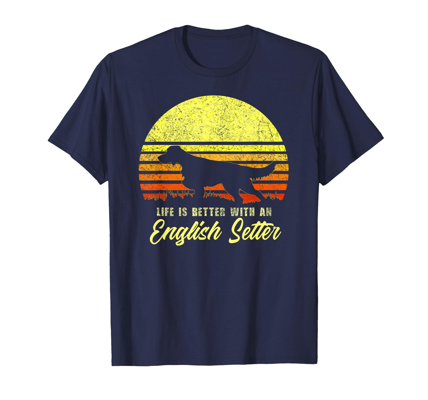 English Setter Hunting Bird Dog Lover Vintage Retro Sun Gift Men Women Kids T-Shirt
