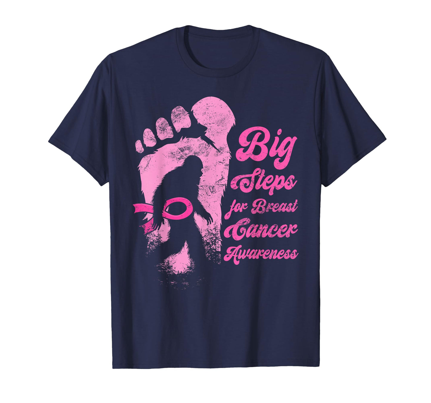 Funny Bigfoot Breast Cancer Awareness Sasquatch Pink Ribbon T-Shirt
