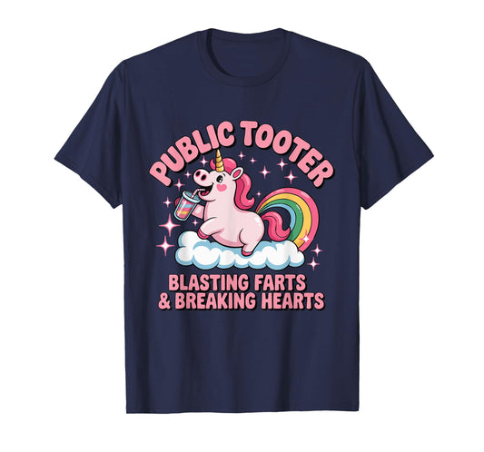 Public Tooter Unicorn Blasting Farts & Breaking Hearts T-Shirt