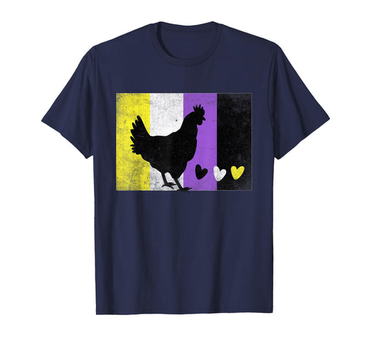 Chicken Non Binary Flag LGBTQ Trans Nonbinary Enby Pride T-Shirt