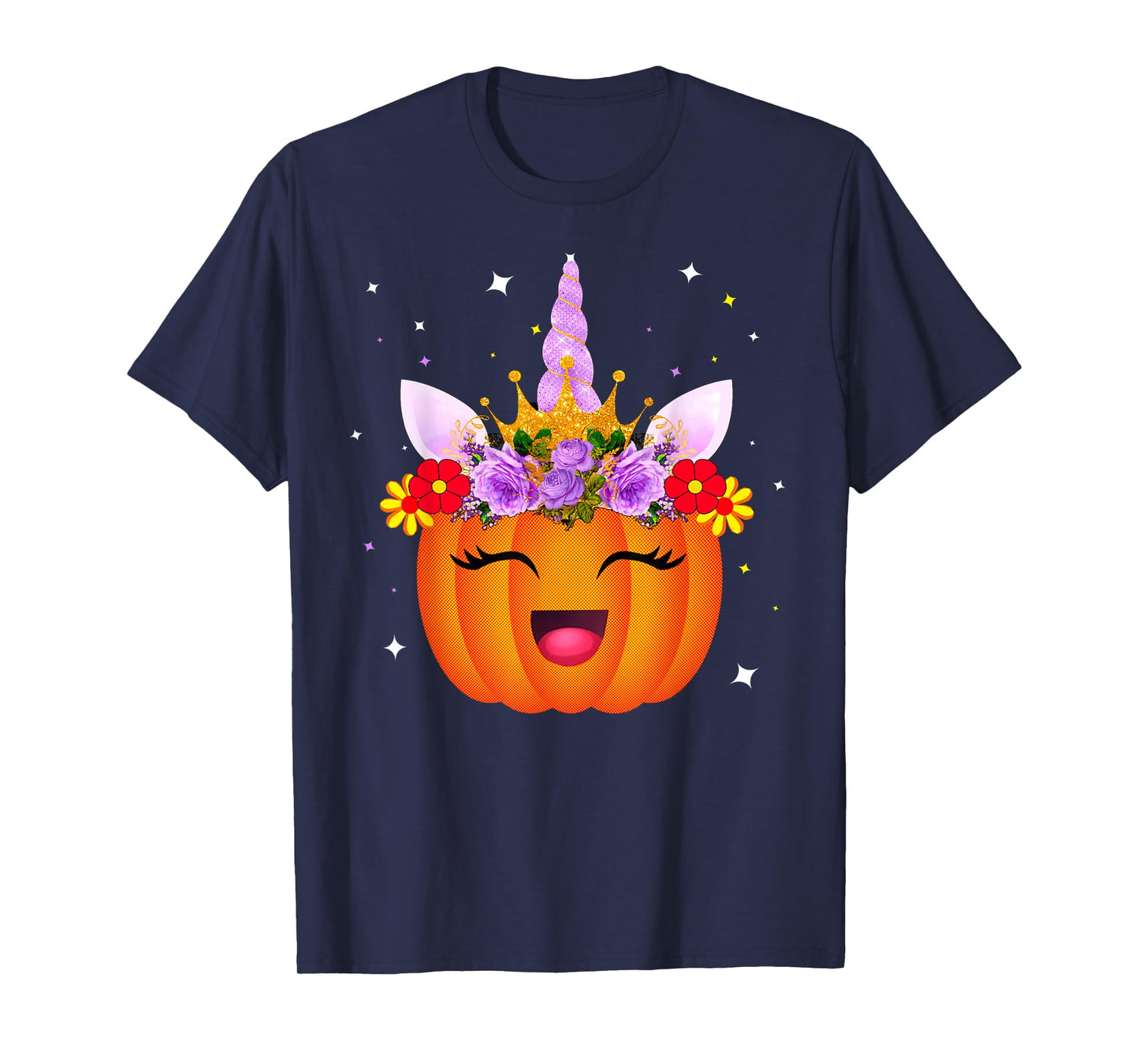 Girl Unicorn Pumpkin Halloween Unicorn Pumpkin Princess T-Shirt