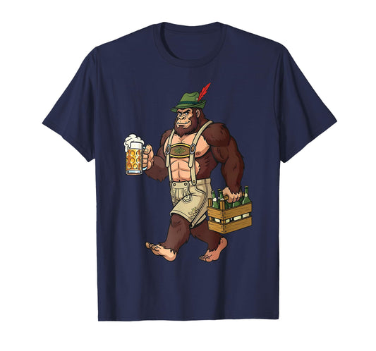 German Bigfoot Sasquatch Beer Lederhose Funny Oktoberfest T-Shirt