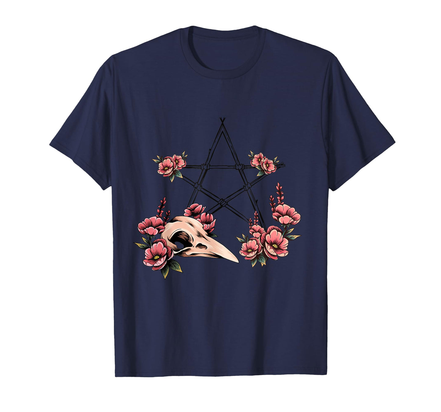 Pagan Witchcraft Pentagram Bird Skull Pagan Altar T-Shirt