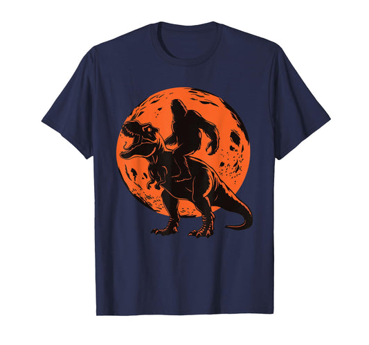 Bigfoot Riding T Rex T-Shirt