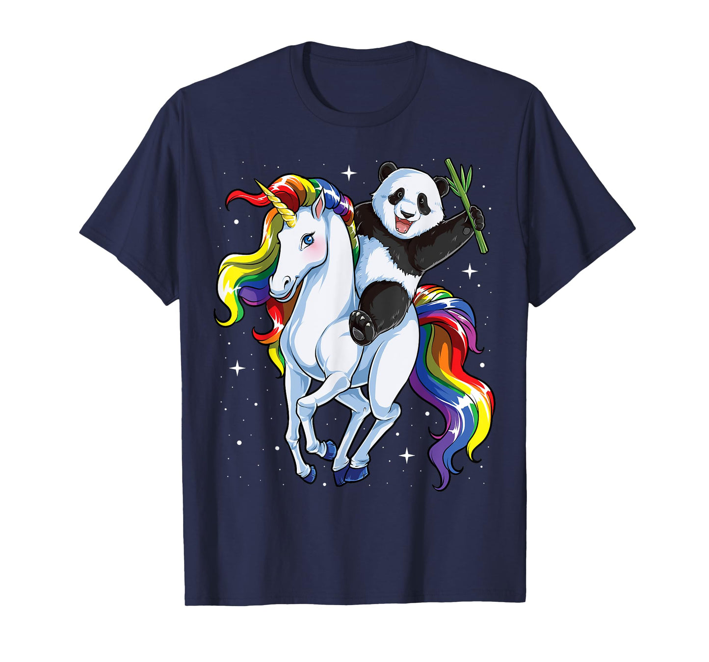 Panda Riding Unicorn Pandicorn Girls Kids Women Rainbow Gift T-Shirt