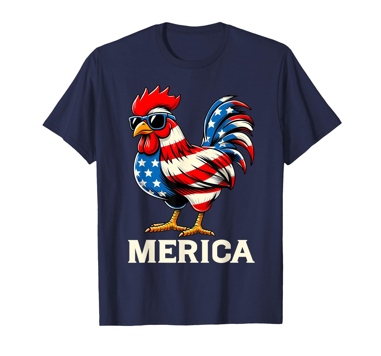 Merica Chicken USA American Flag Happy 4th of July Patriotic T-Shirt