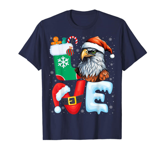 Hawk Birds Wearing Santa Hat Xmas Holiday Hawk Christmas T-Shirt