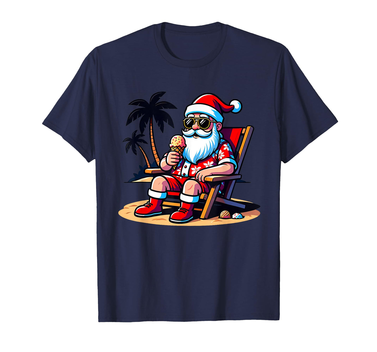 Tropical Summer Funny Hawaiian Santa Claus Christmas In July T-Shirt