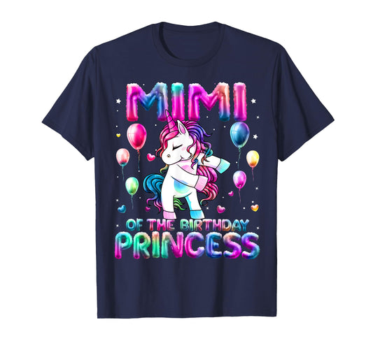 Grandma of the Birthday Princess Girl Flossing Unicorn Mimi T-Shirt