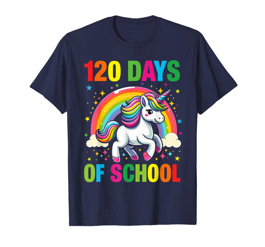 120th Day of School Unicorn Rainbow 120 Days Of School Kids T-Shirt