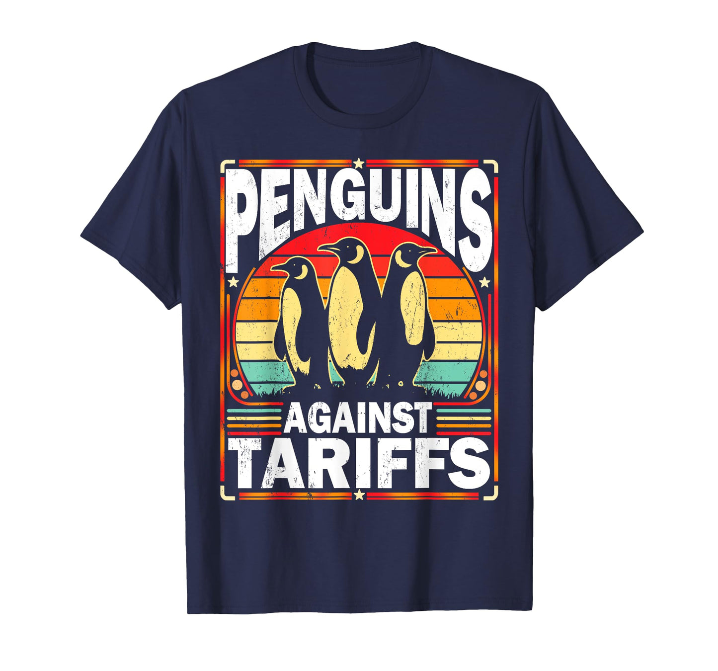 Penguins Against Tariffs Funny Penguins Anti Tariffs Vintage T-Shirt