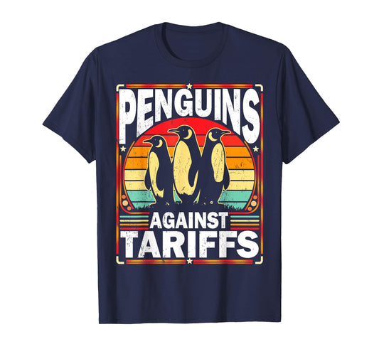 Penguins Against Tariffs Funny Penguins Anti Tariffs Vintage T-Shirt