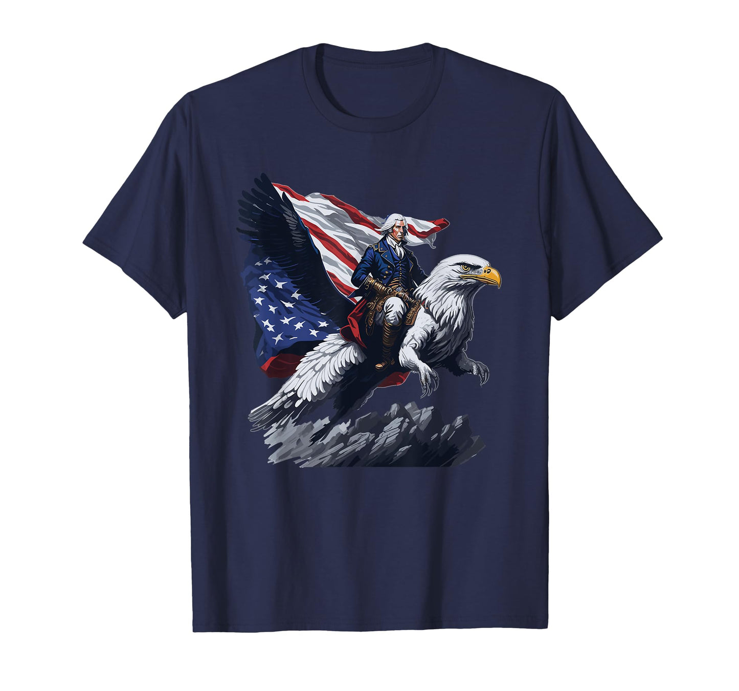 George Washington Riding A Bald Eagle Patriotic Women Men T-Shirt