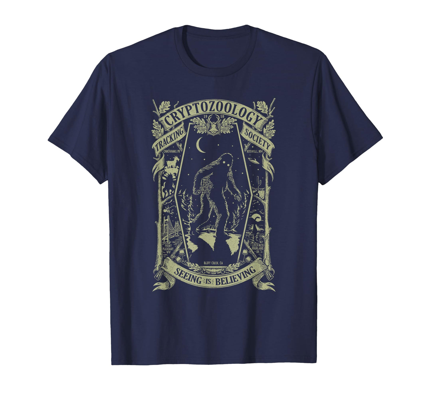 Cryptozoology Tracking Society Cryptid Bigfoot Jackalope T-Shirt