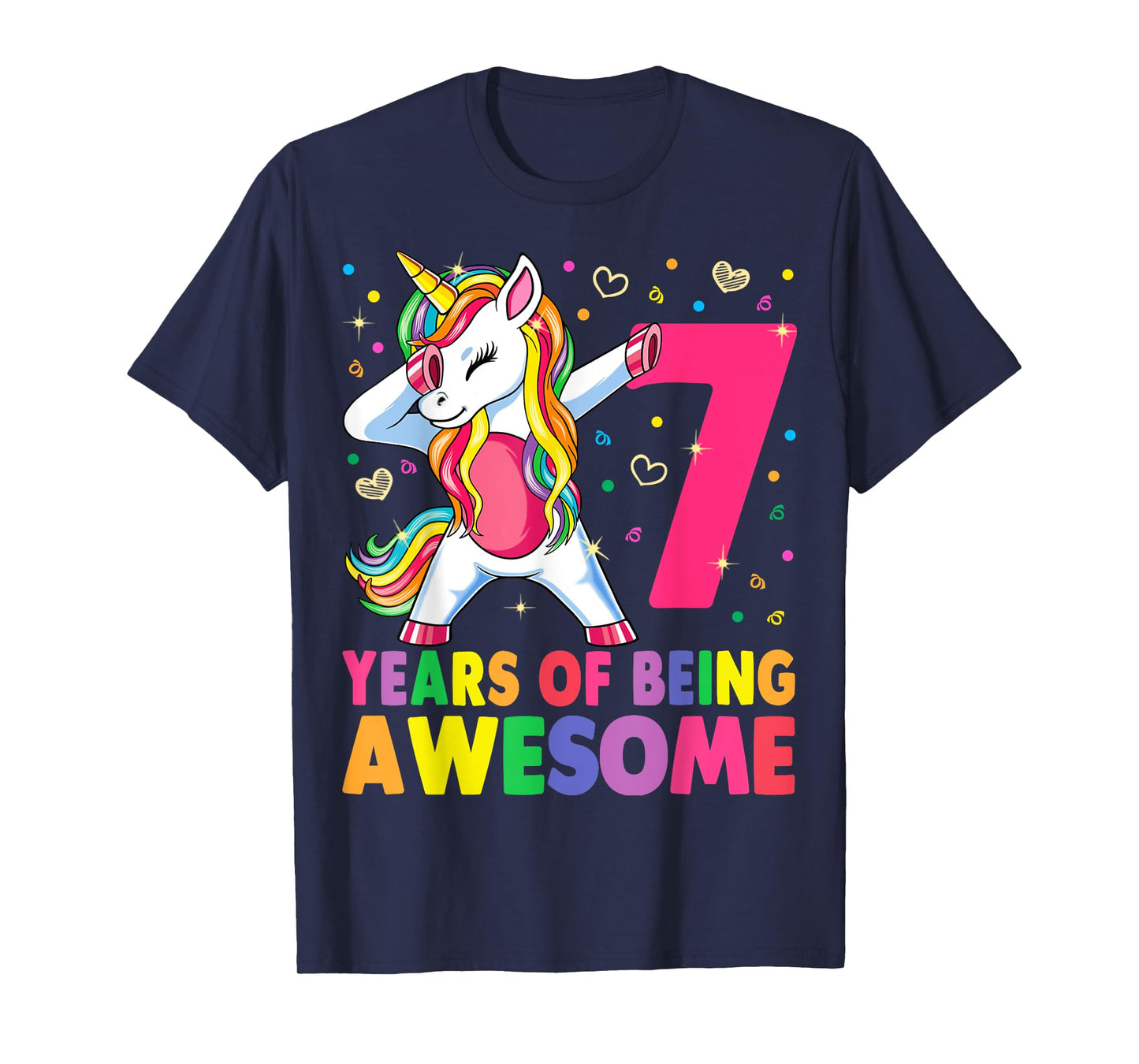7 Years Old Unicorn Dabbing 7th Birthday Girl Unicorn Party T-Shirt