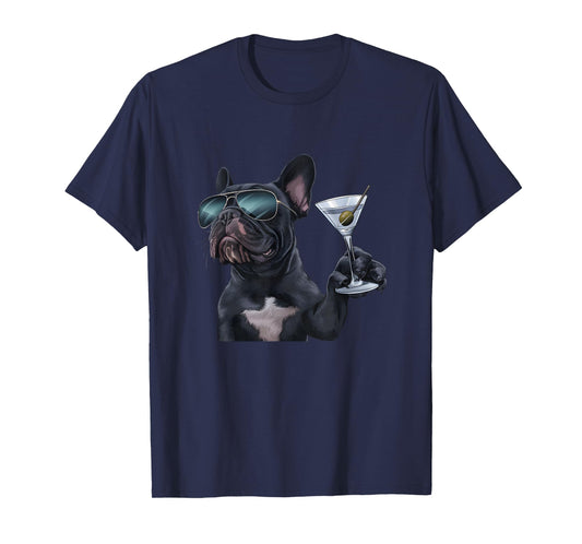 French Bulldog Drinking Martini T-Shirt