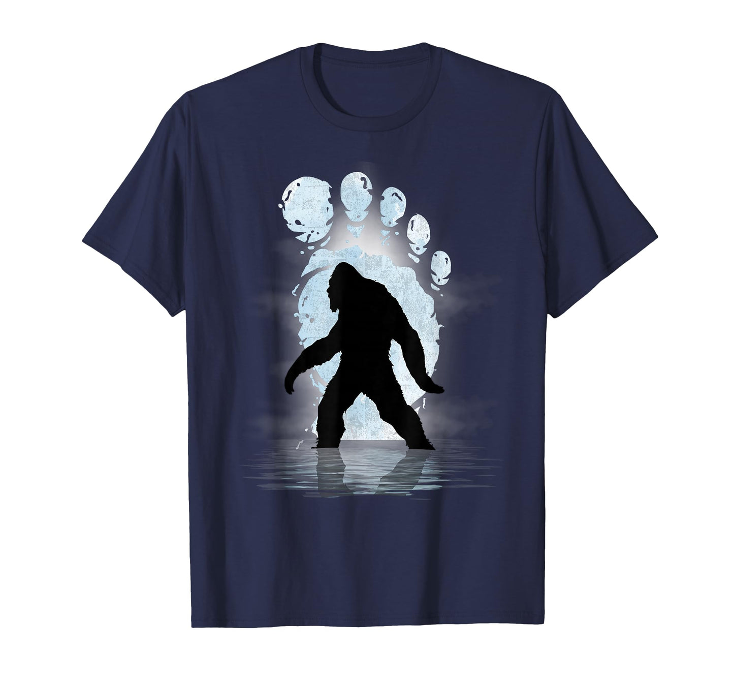 Bigfoot Footprint Moon Light Funny Sasquatch T-Shirt