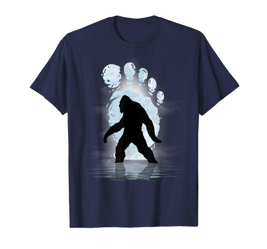 Bigfoot Footprint Moon Light Funny Sasquatch T-Shirt